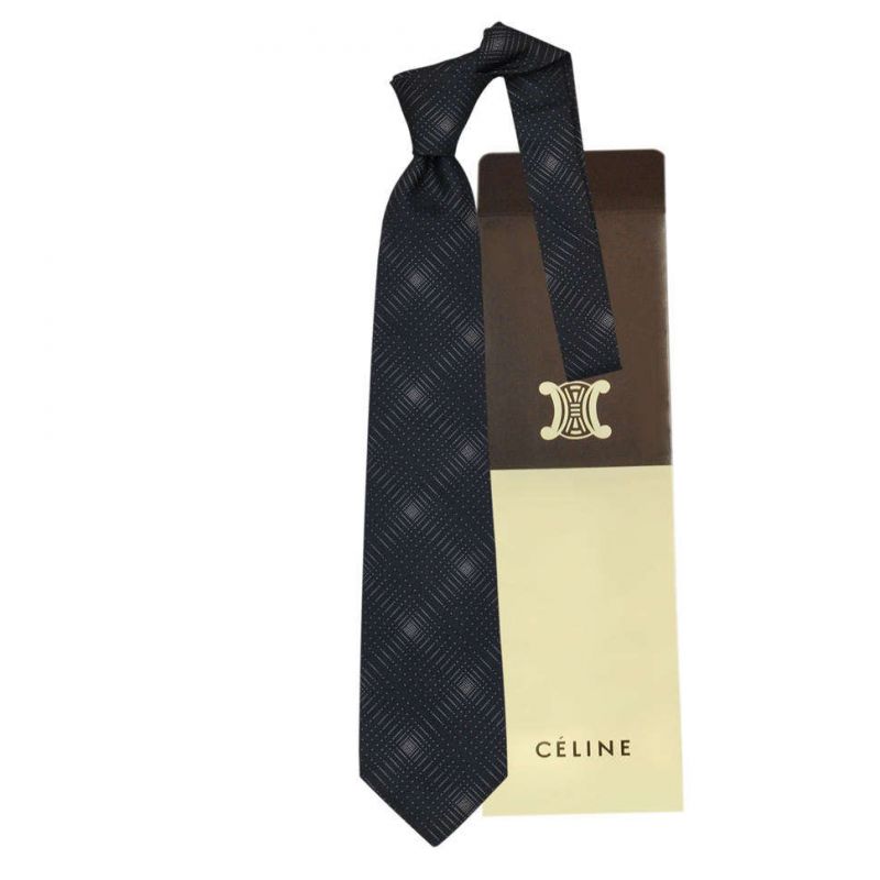 Серый шелковый галстук Celine с графическим узором