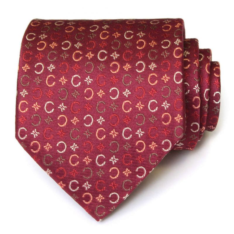 Тёмно-красный шелковый галстук с логотипами Celine