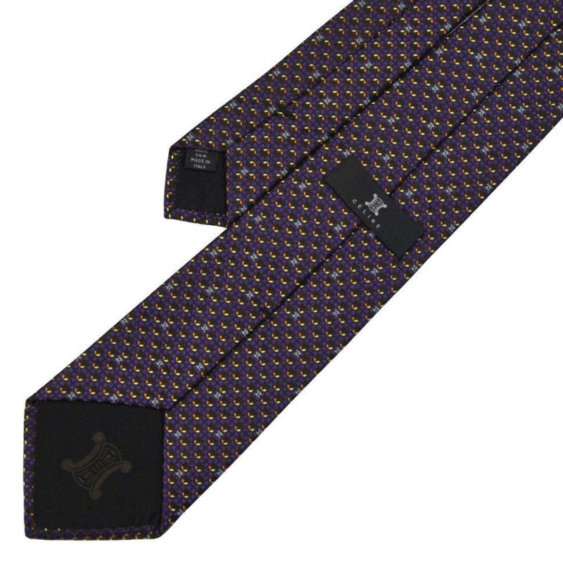 Фиолетовый шелковый галстук Celine с пёстрым рисунком