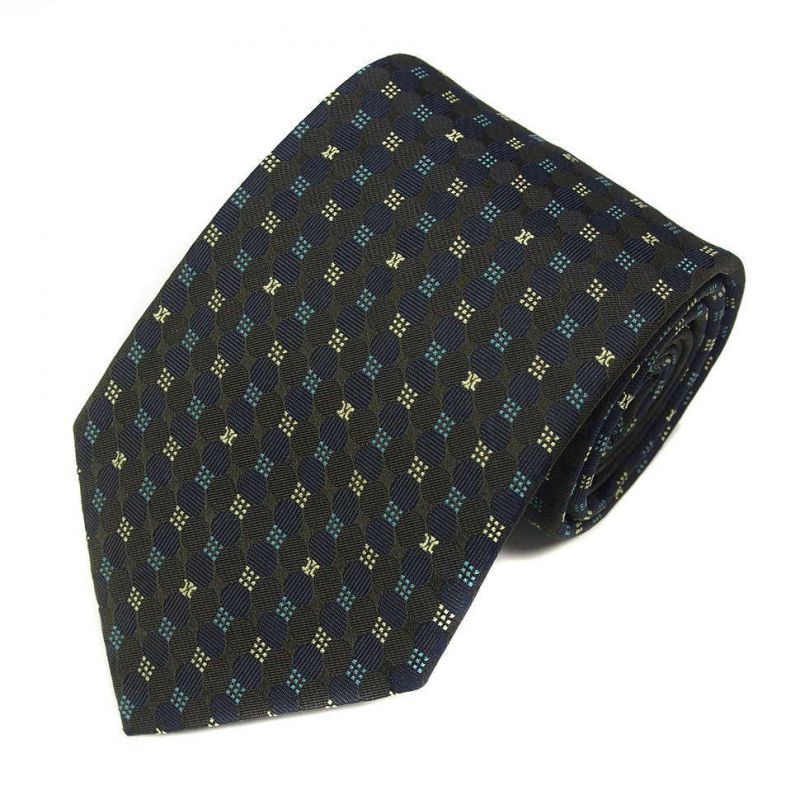 Тёмно-синий шелковый галстук Celine с жаккардовым плетением