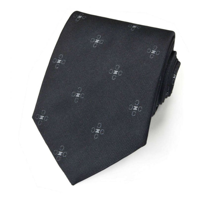 Чёрный шелковый галстук Celine с узором из логотипов