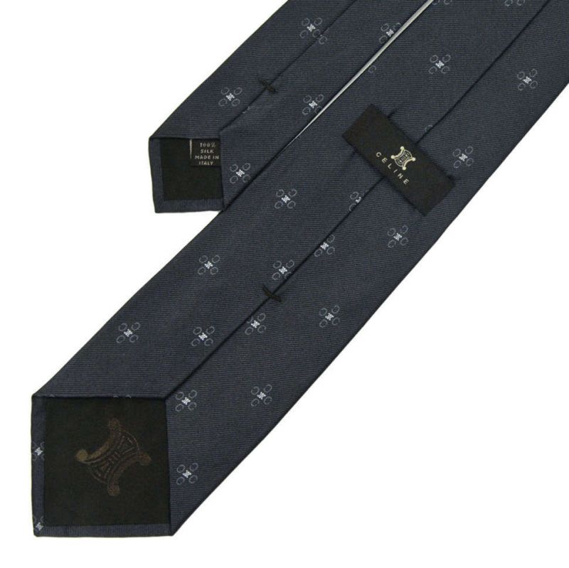 Чёрный шелковый галстук Celine с узором из логотипов