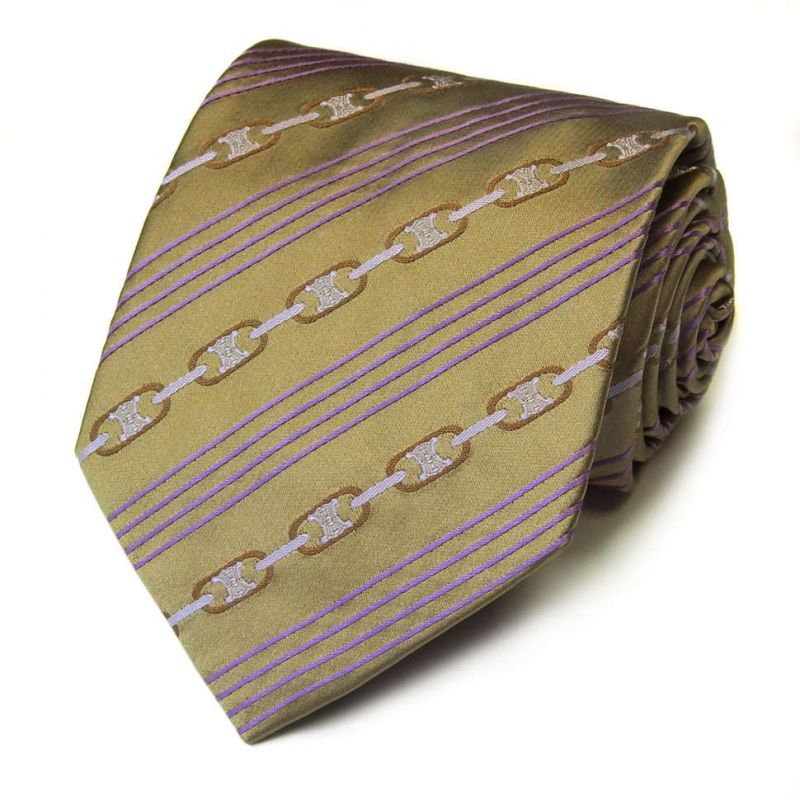 Шелковый галстук Celine цвета охра в полоску