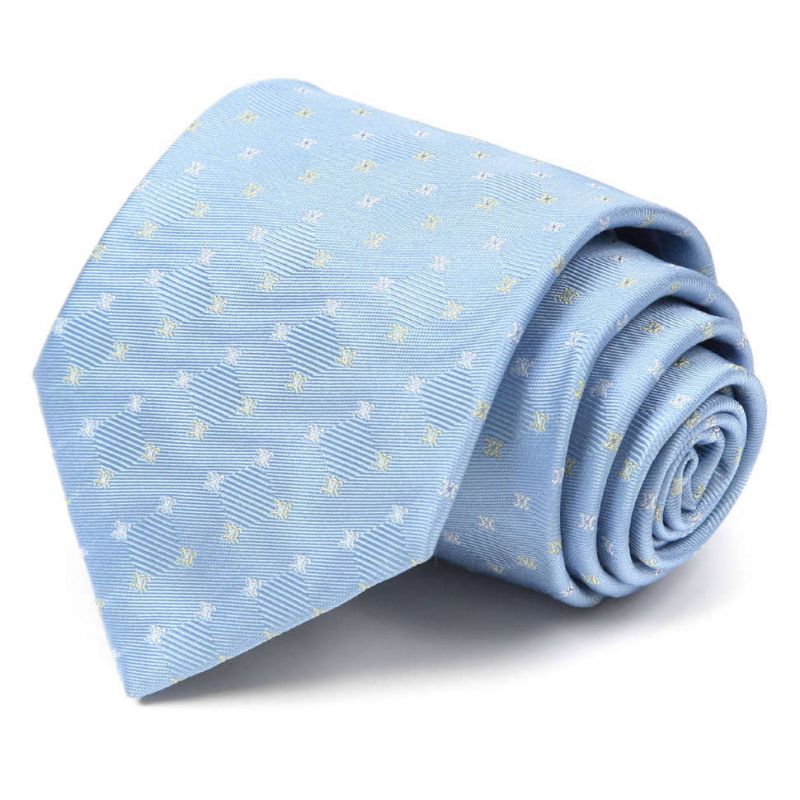Голубой шёлковый галстук Celine с выделкой