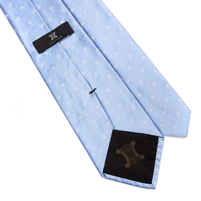 Голубой галстук с логотипами Celine из шёлка