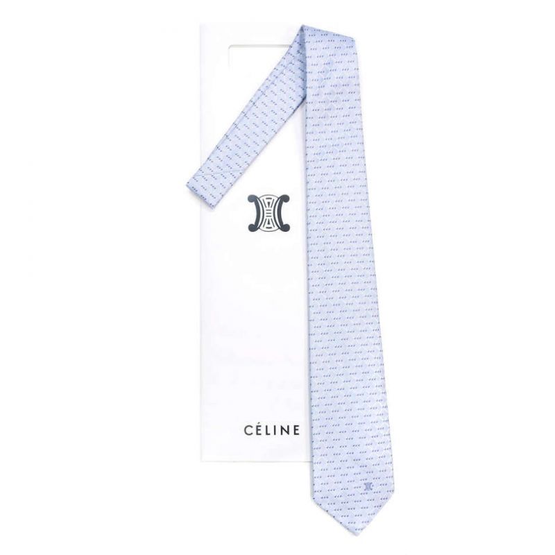 Голубой галстук Celine из шёлка в клетку