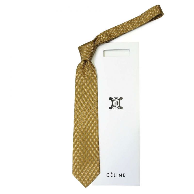 Шёлковый галстук Celine цвета хаки в клетку