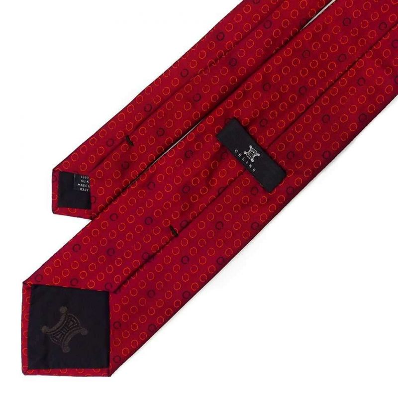 Красный шёлковый галстук со значками Celine