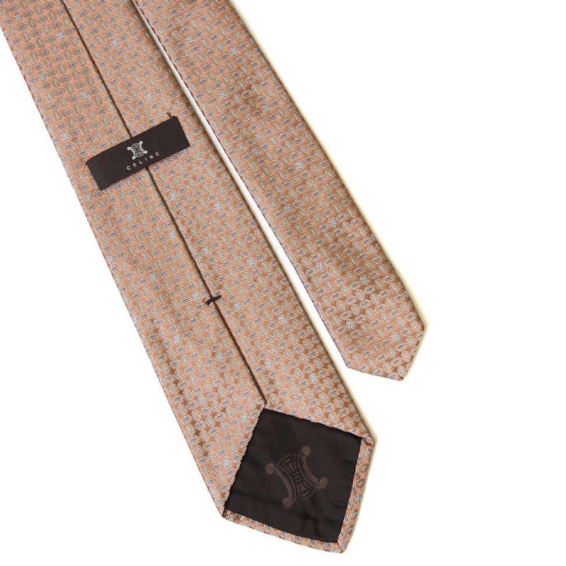Светло-коричневый шёлковый галстук Celine с мелким рисунком