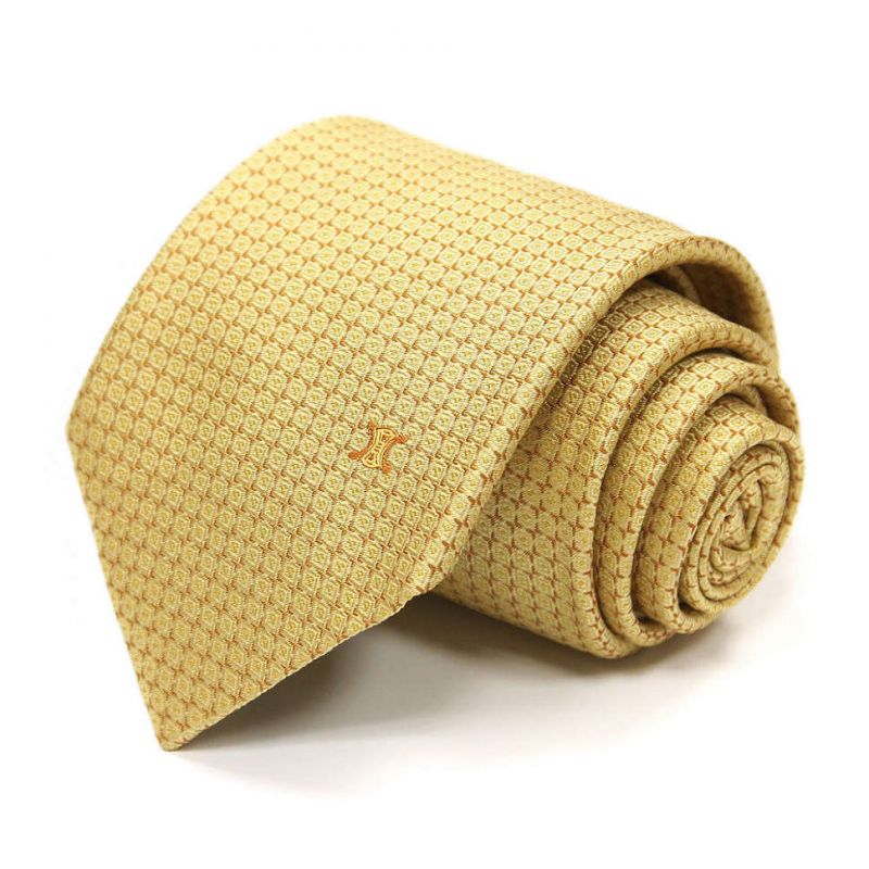 Жёлтый шёлковый галстук Celine с мелким рисунком