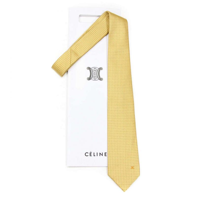 Жёлтый шёлковый галстук Celine с мелким рисунком