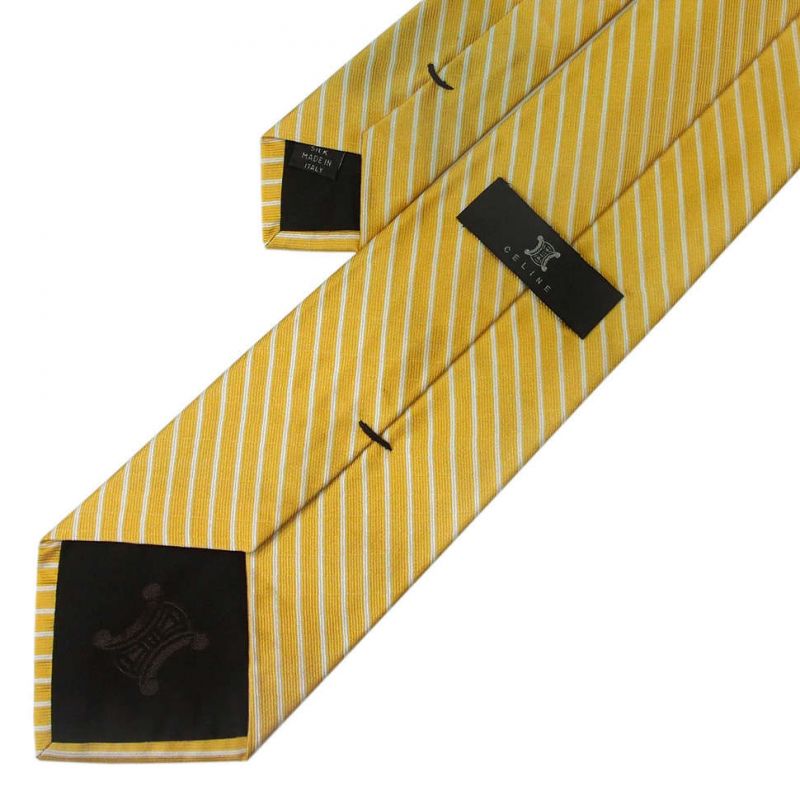 Жёлтый шёлковый галстук Celine с полосками