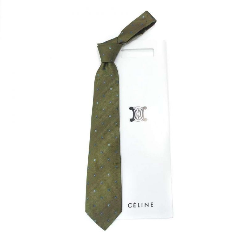 Зелёный шёлковый галстук с логотипами Celine
