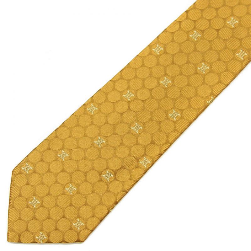 Золотистый шёлковый галстук Celine в кружок