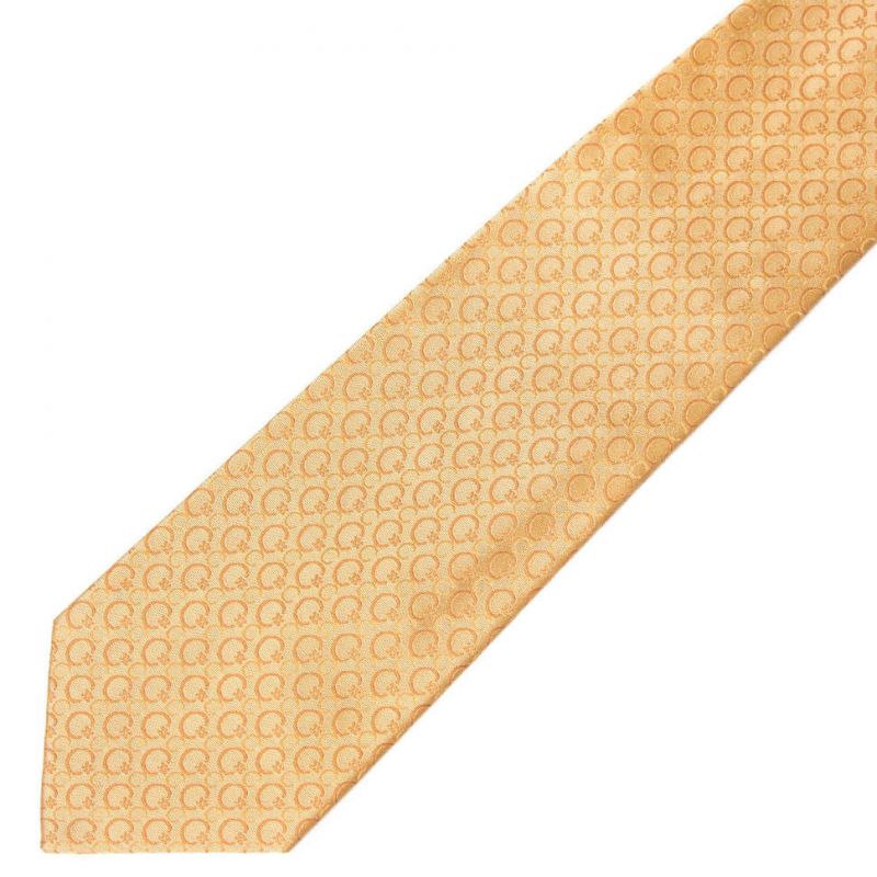 Персиковый шёлковый галстук Celine с логотипами