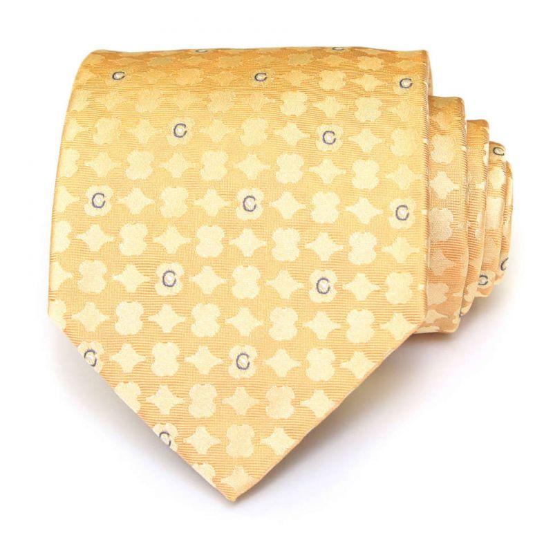 Светло-жёлтый шёлковый галстук Celine с рисунком