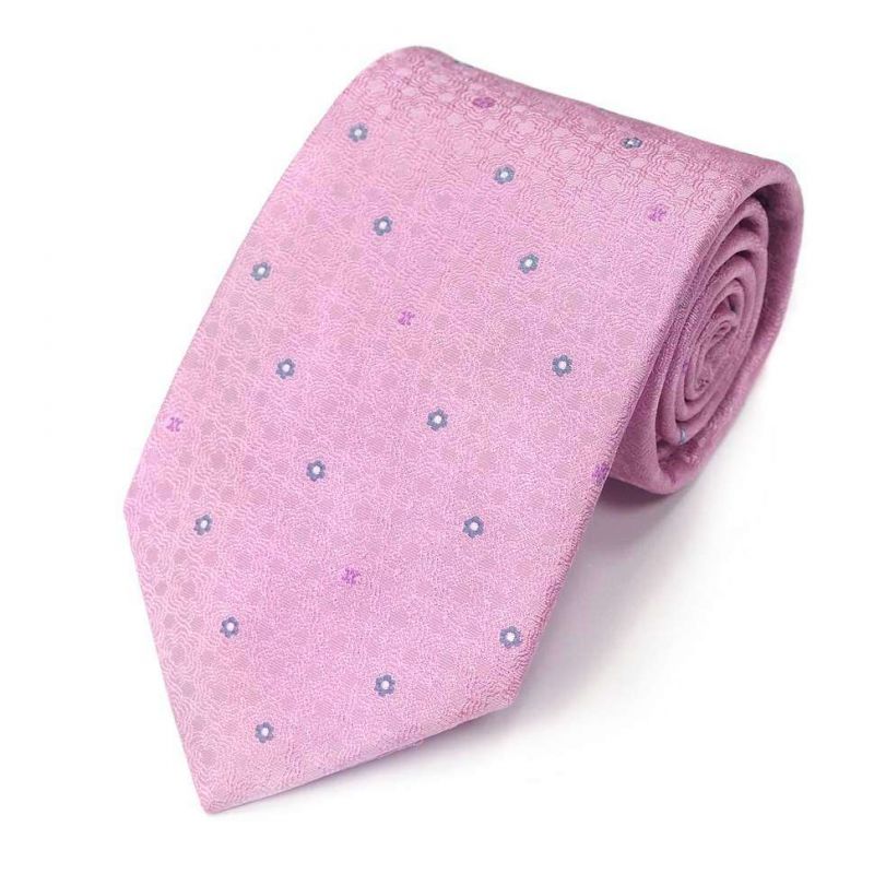 Розовый шёлковый галстук Celine с цветочным рисунком
