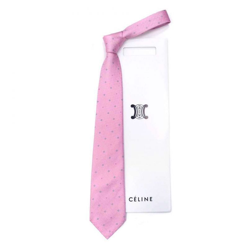 Розовый шёлковый галстук Celine с цветочным рисунком