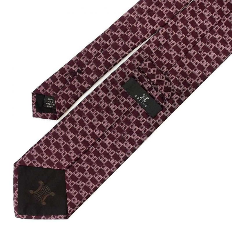 Коричневый шёлковый галстук Celine с рисунком