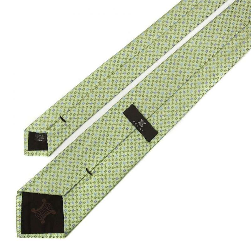 Салатовый шёлковый галстук Celine с мелким рисунком