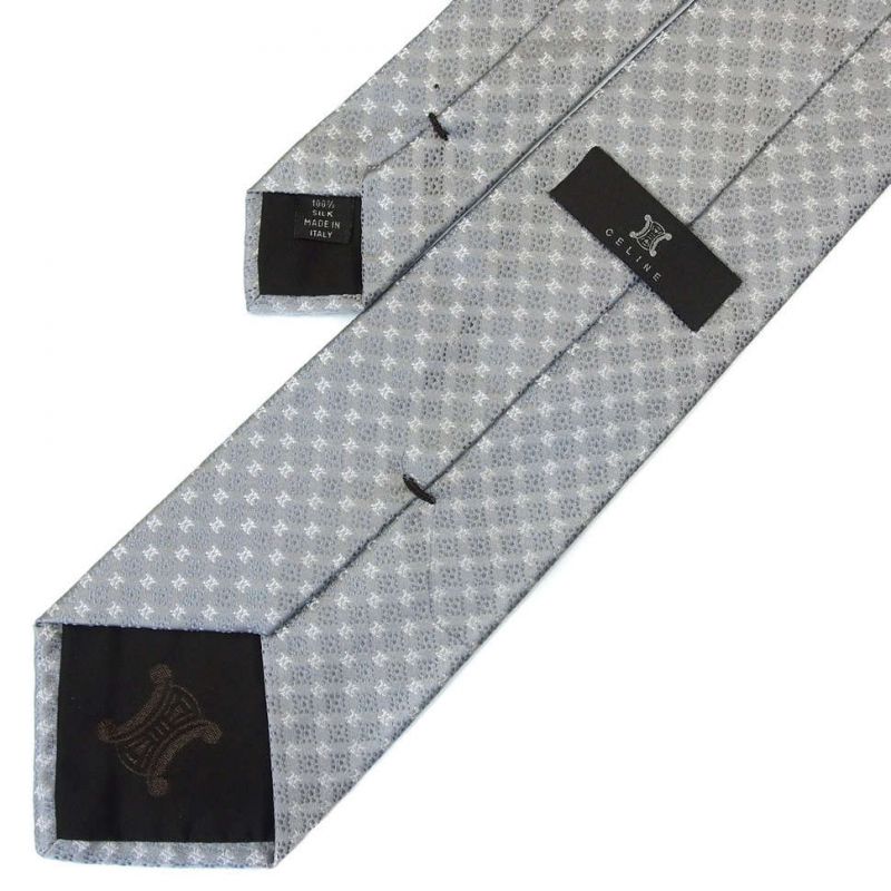 Серый шёлковый галстук Celine с мелким рисунком