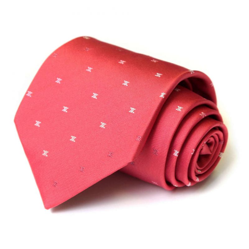 Красный шёлковый галстук с логотипами Celine