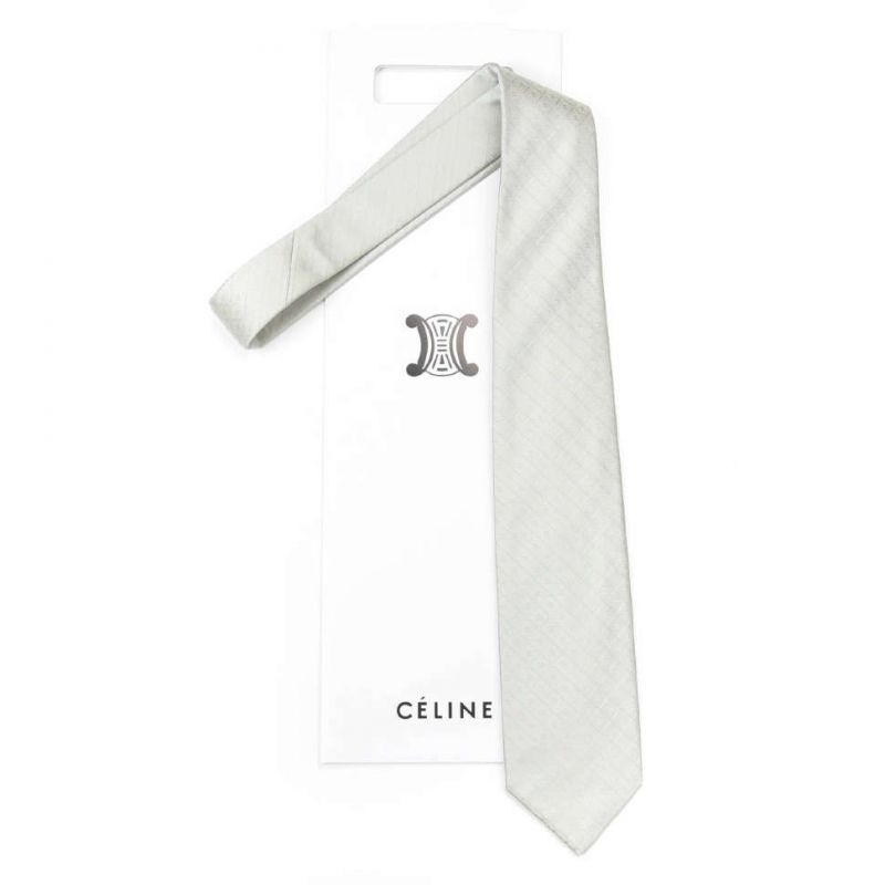 Белый шёлковый галстук Celine с выделкой