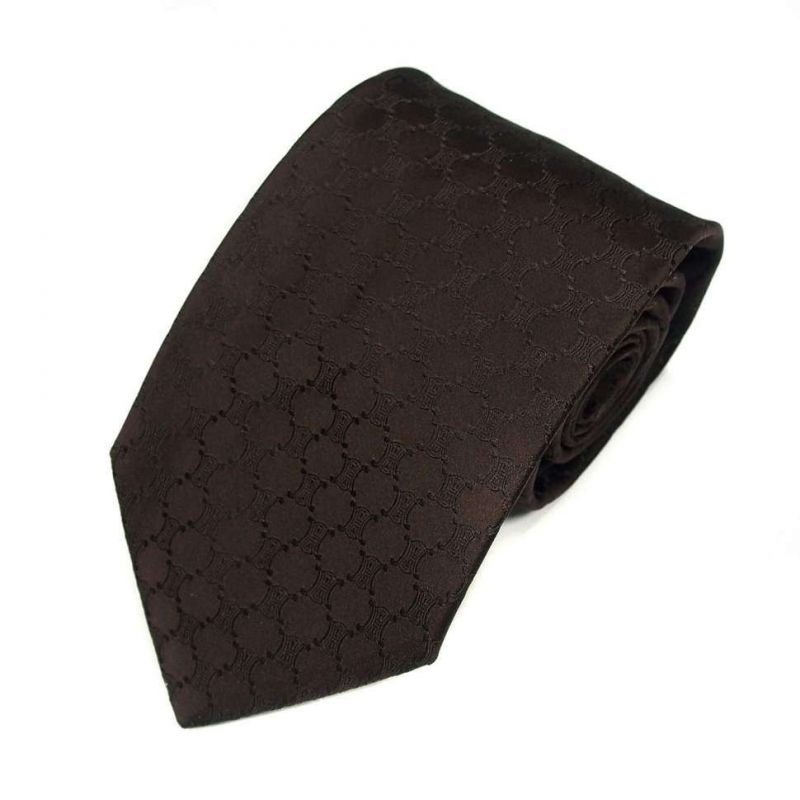 Коричневый шёлковый галстук с логотипами Celine