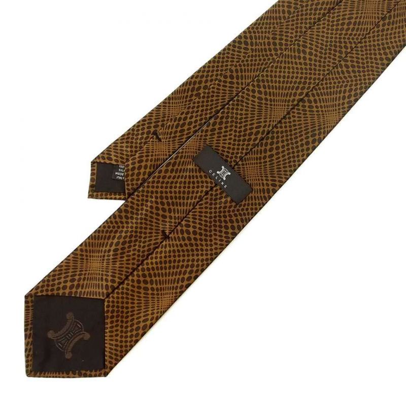 Коричневый шёлковый галстук Celine с иллюзорным эффектом