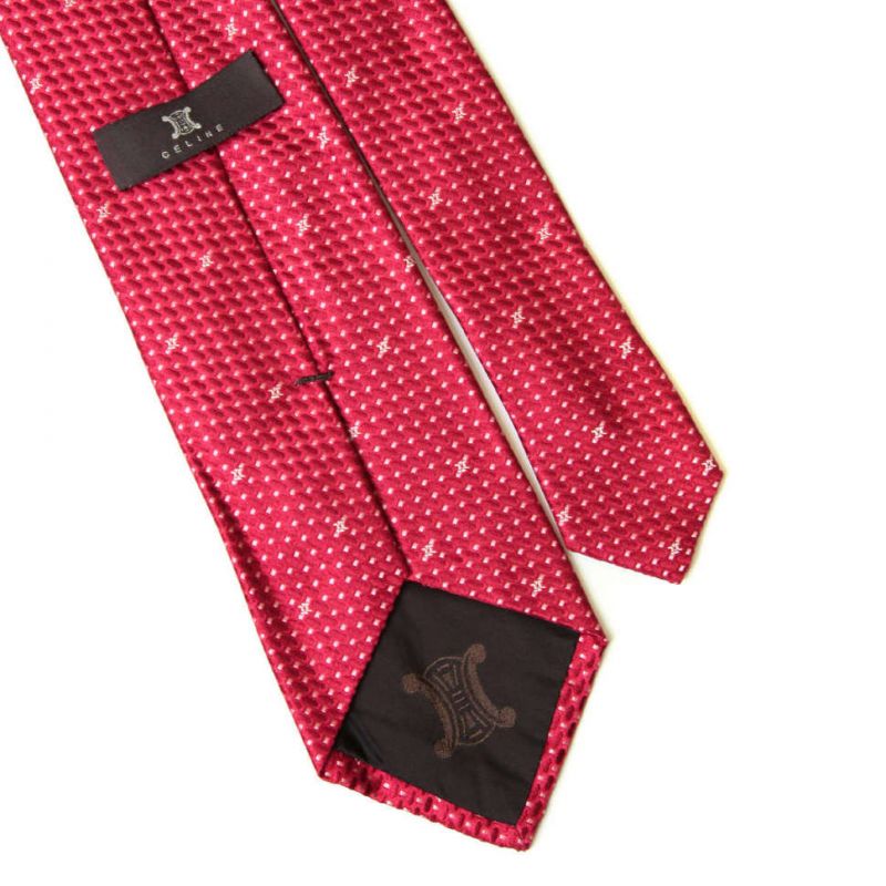 Красный шёлковый галстук Celine с графическим узором