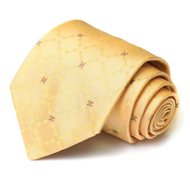 Жёлтый шёлковый галстук Celine с графическим узором