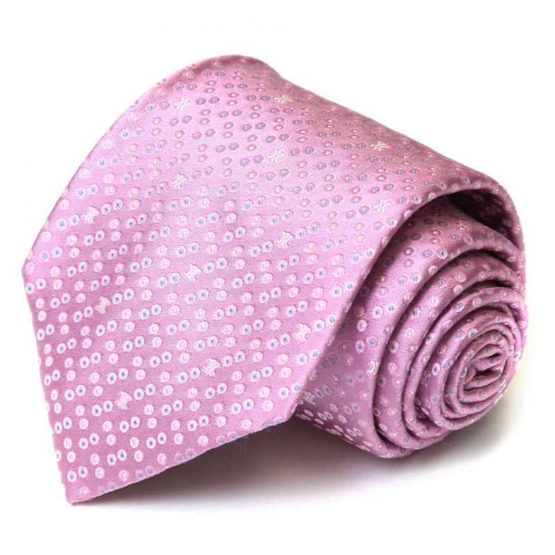 Сиреневый шёлковый галстук Celine в горошек