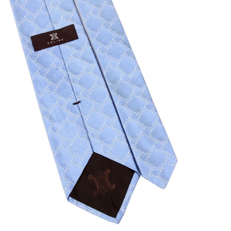 Голубой шёлковый галстук Celine с дизайнерским рисунком
