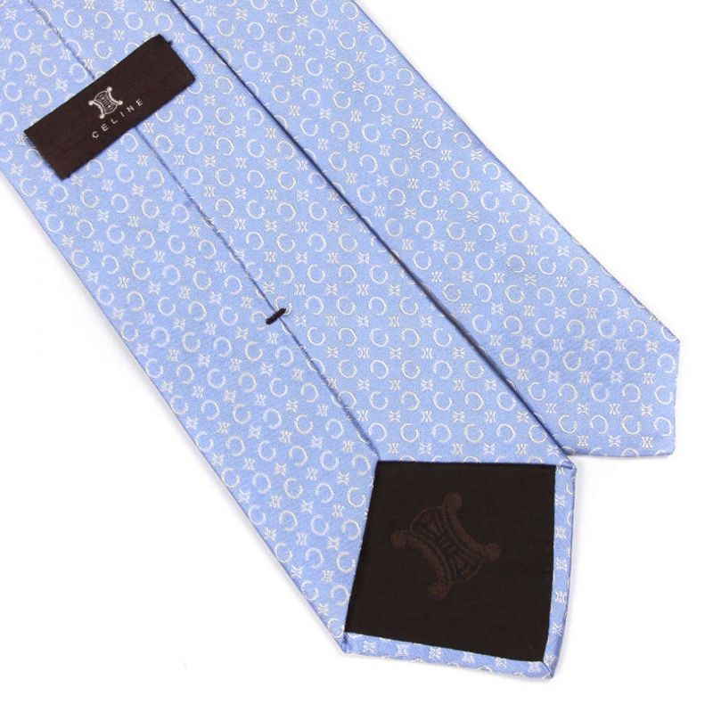 Голубой шёлковый галстук с логотипами Celine