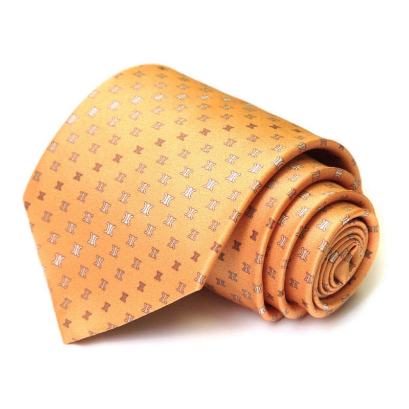 Шёлковый галстук персикового цвета с логотипами Celine