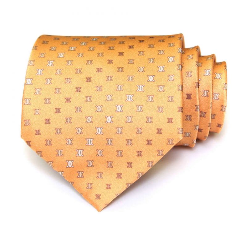 Шёлковый галстук персикового цвета с логотипами Celine