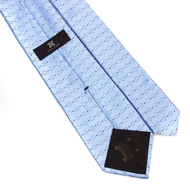 Голубой шёлковый галстук Celine в горошек