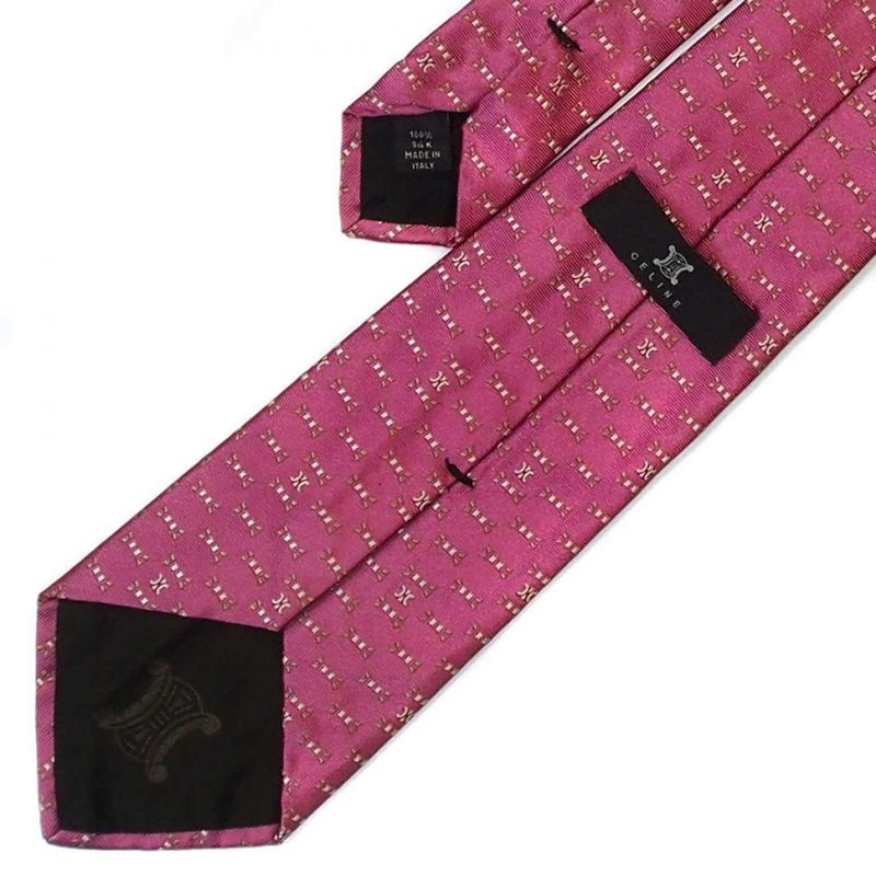 Розовый шёлковый галстук Celine с рисунком