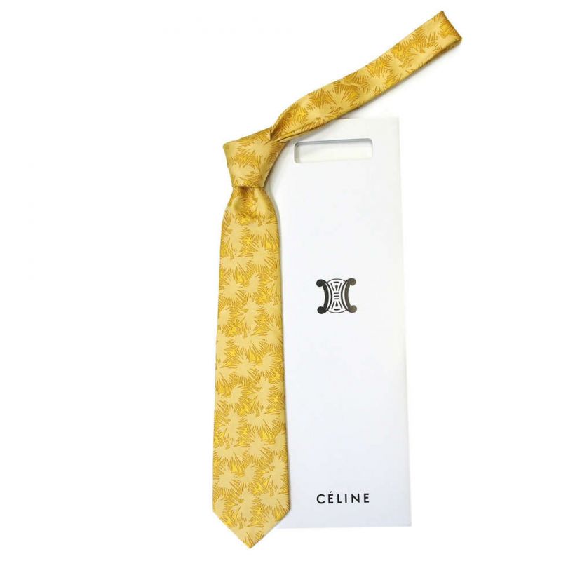 Жёлтый шёлковый галстук Celine с абстрактным узором