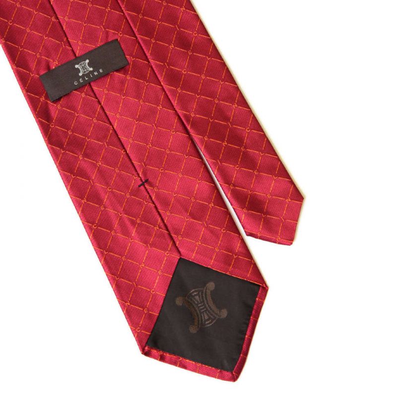 Пурпурно-красный шёлковый галстук Celine в ромбик