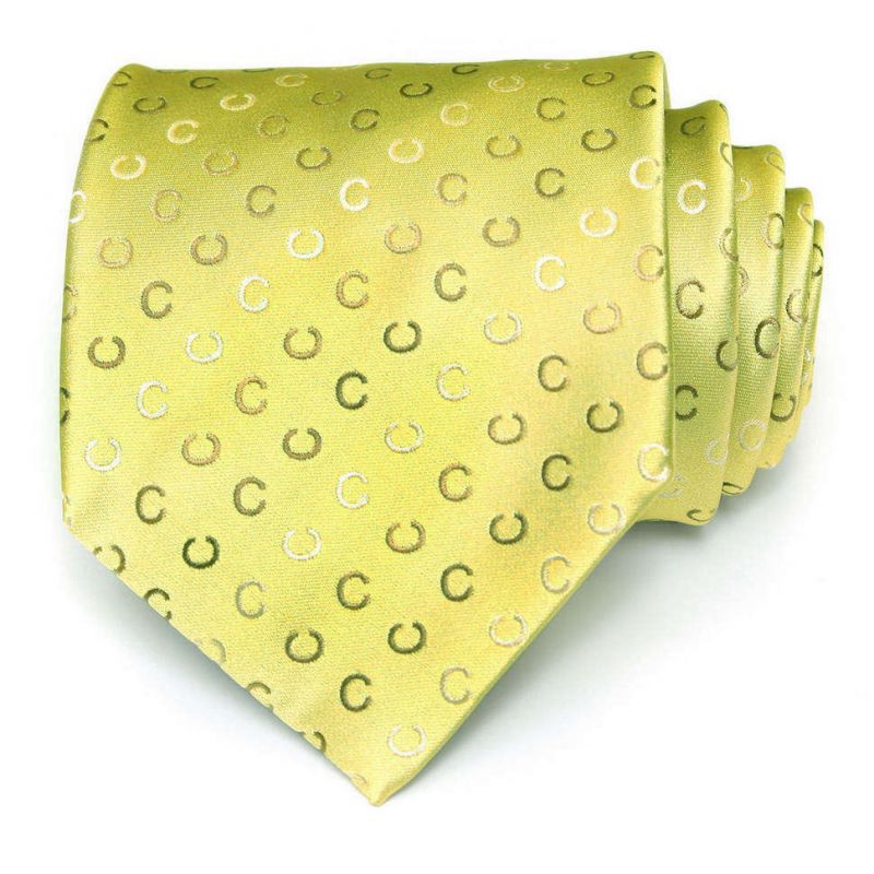 Салатовый шёлковый галстук с логотипами Celine