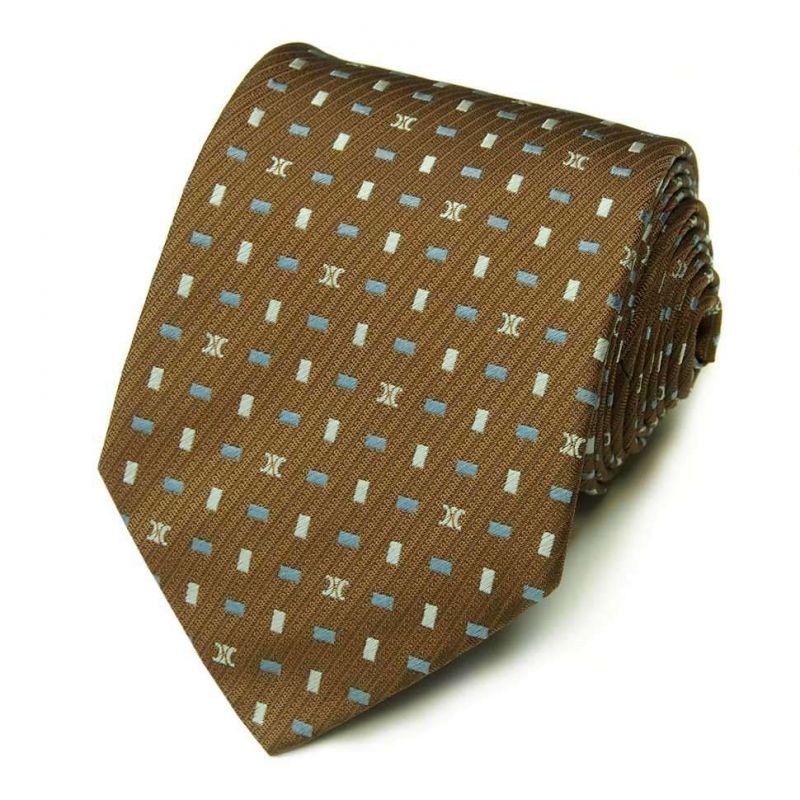 Коричневый шёлковый галстук Celine с мелким рисунком