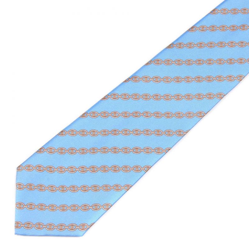 Голубой шёлковый галстук Celine с цепями