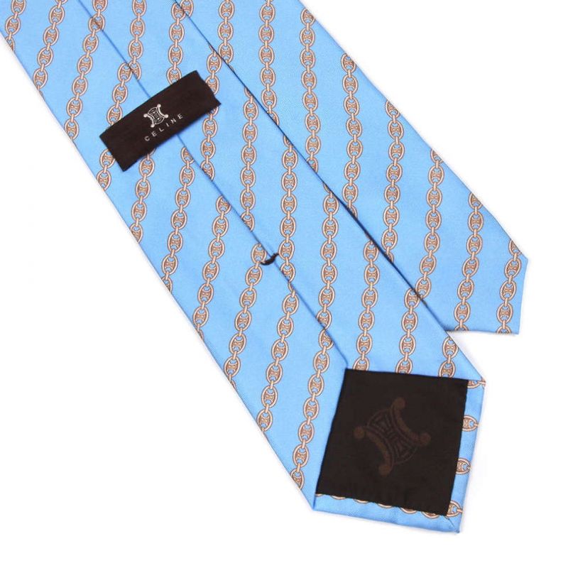 Голубой шёлковый галстук Celine с цепями