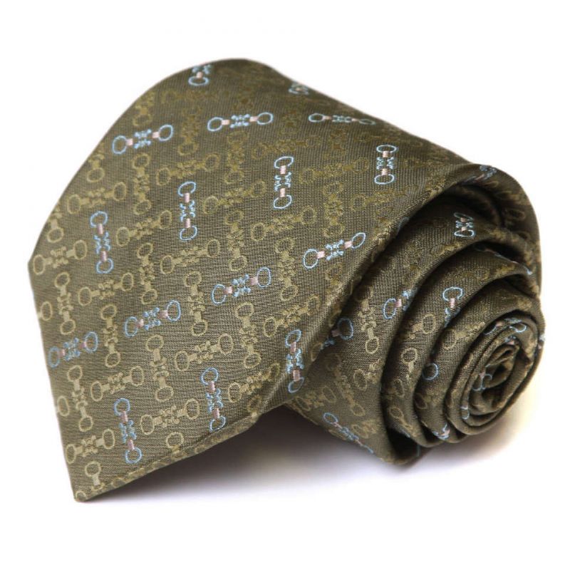 Оливковый шёлковый галстук с дизайном Celine