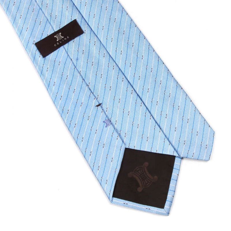 Голубой шёлковый галстук Celine в полоску