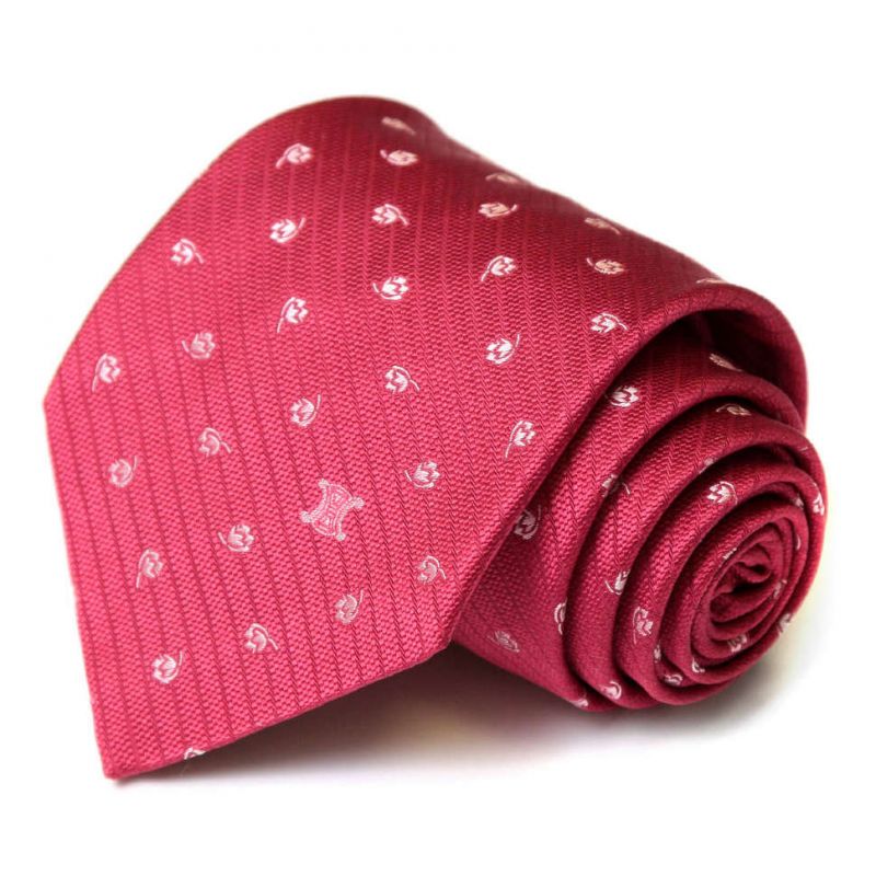 Ярко-розовый шёлковый галстук с цветами Celine