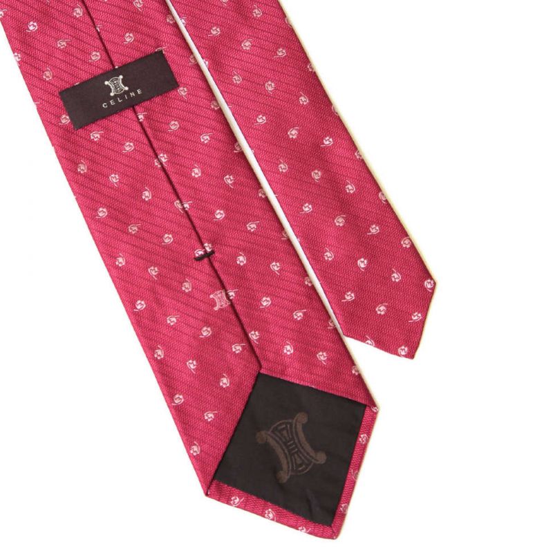 Ярко-розовый шёлковый галстук с цветами Celine