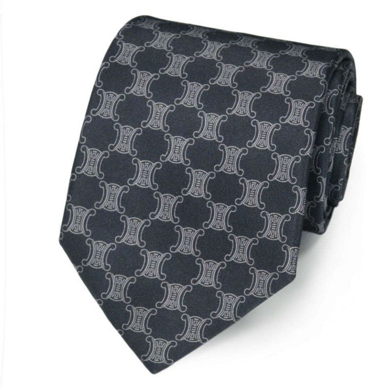 Синий шёлковый галстук с логотипами Celine