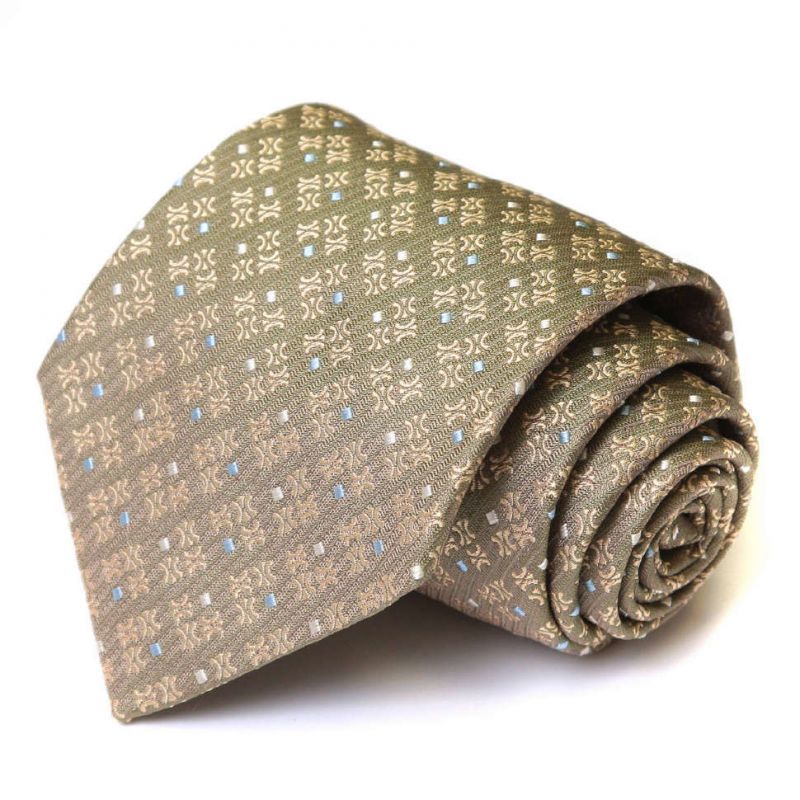 Бледно-зелёный шёлковый галстук с узором из логотипов Celine